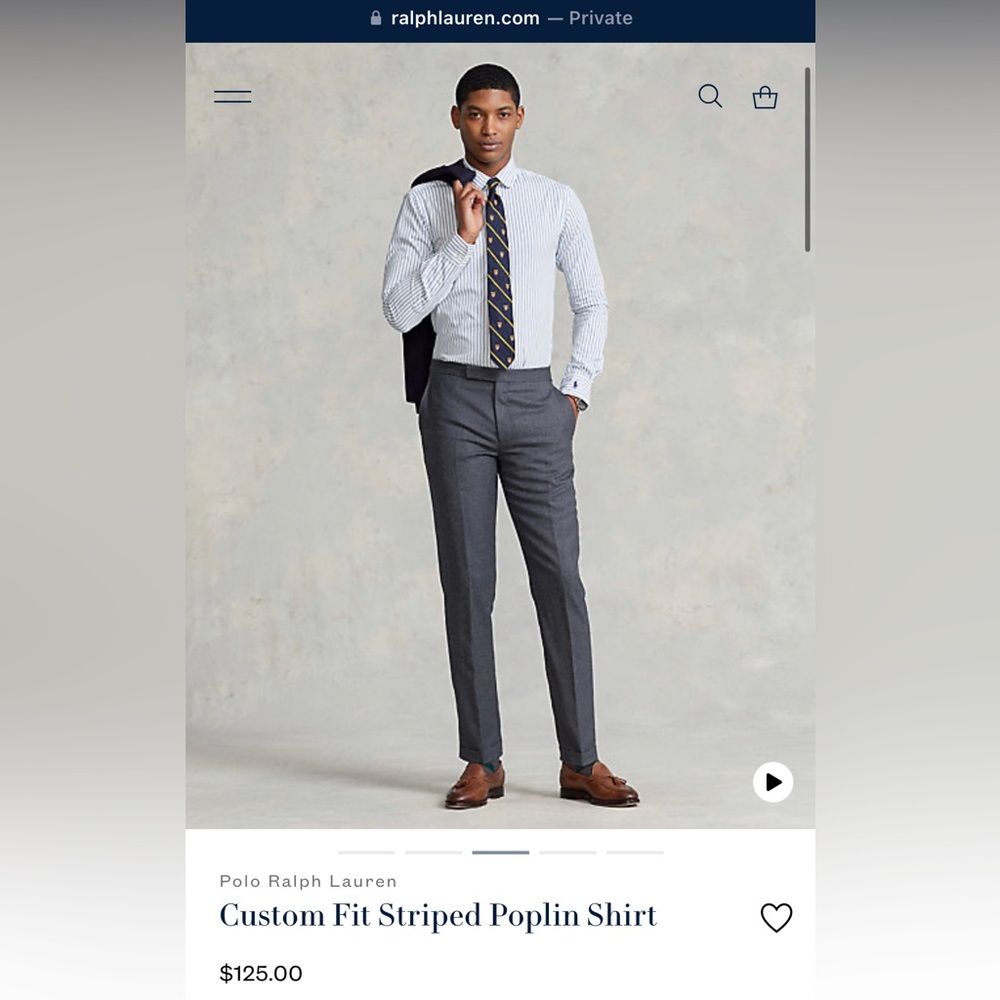 Ralph Lauren Custom Fit Striped Cotton Poplin Shirt